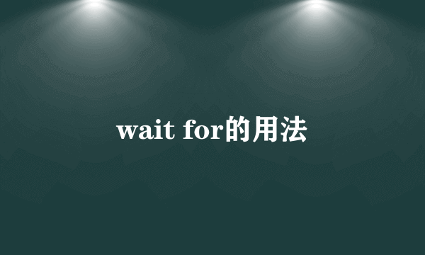 wait for的用法